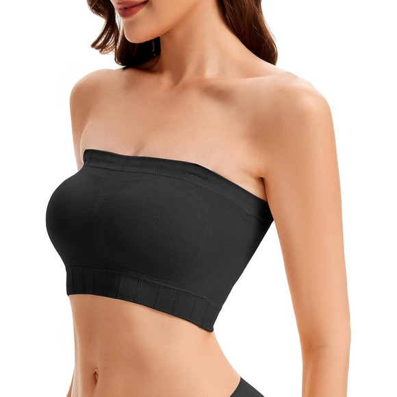 2 Pack Tan & Black Strapless Bras with Silicone Grip and Convertible Strap Small - Picture 1 of 10